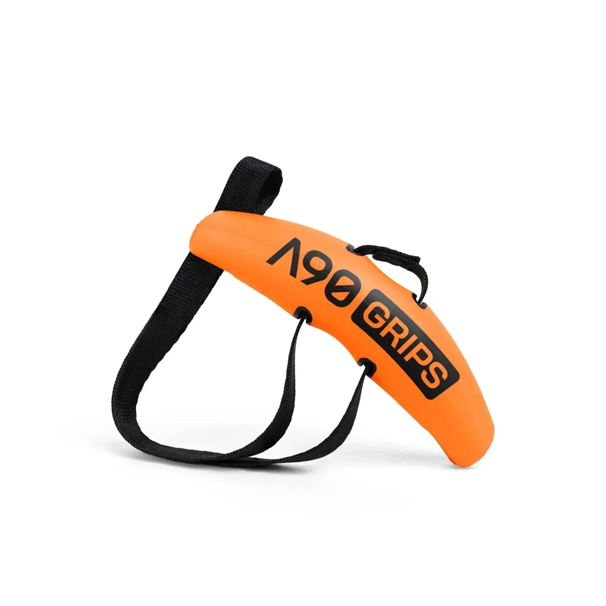 Orange Angles90 A90 grip handle with black strap on a white background