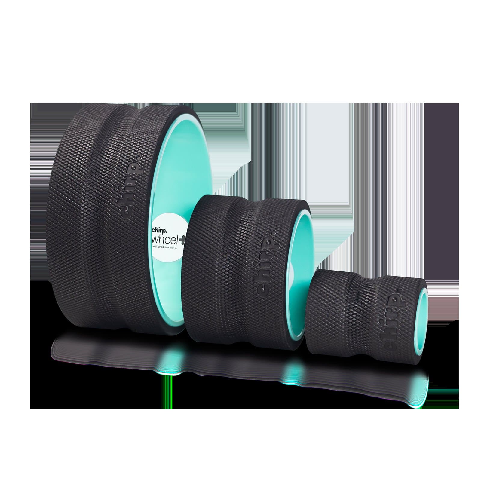 Chirp Wheel+ 3-Pack, three foam-padded back wheels in descending diameters