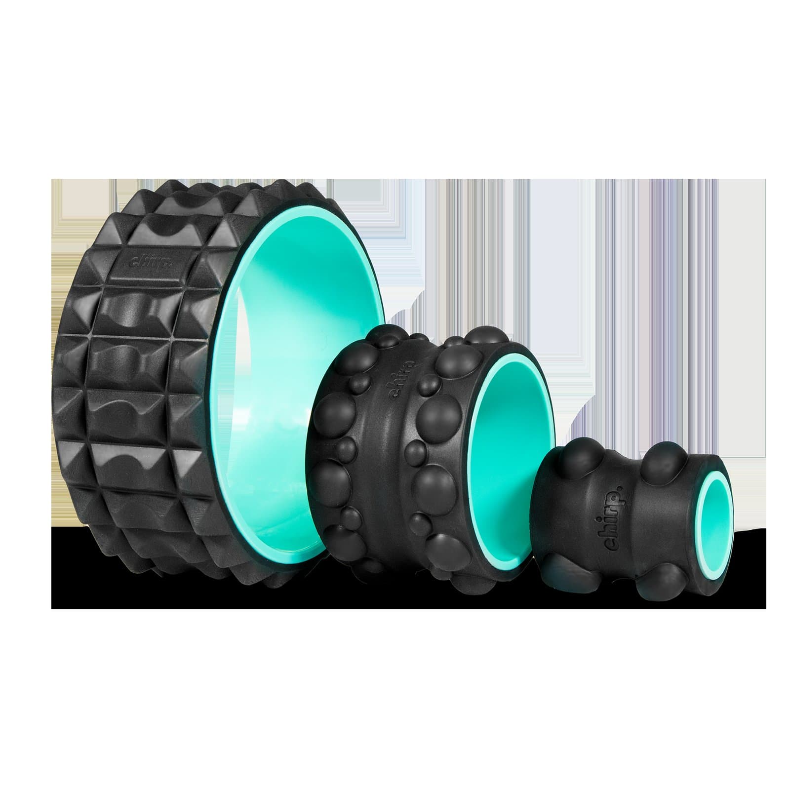 Chirp Wheel XR 3-Pack in mint, three back wheels with molded massage textures