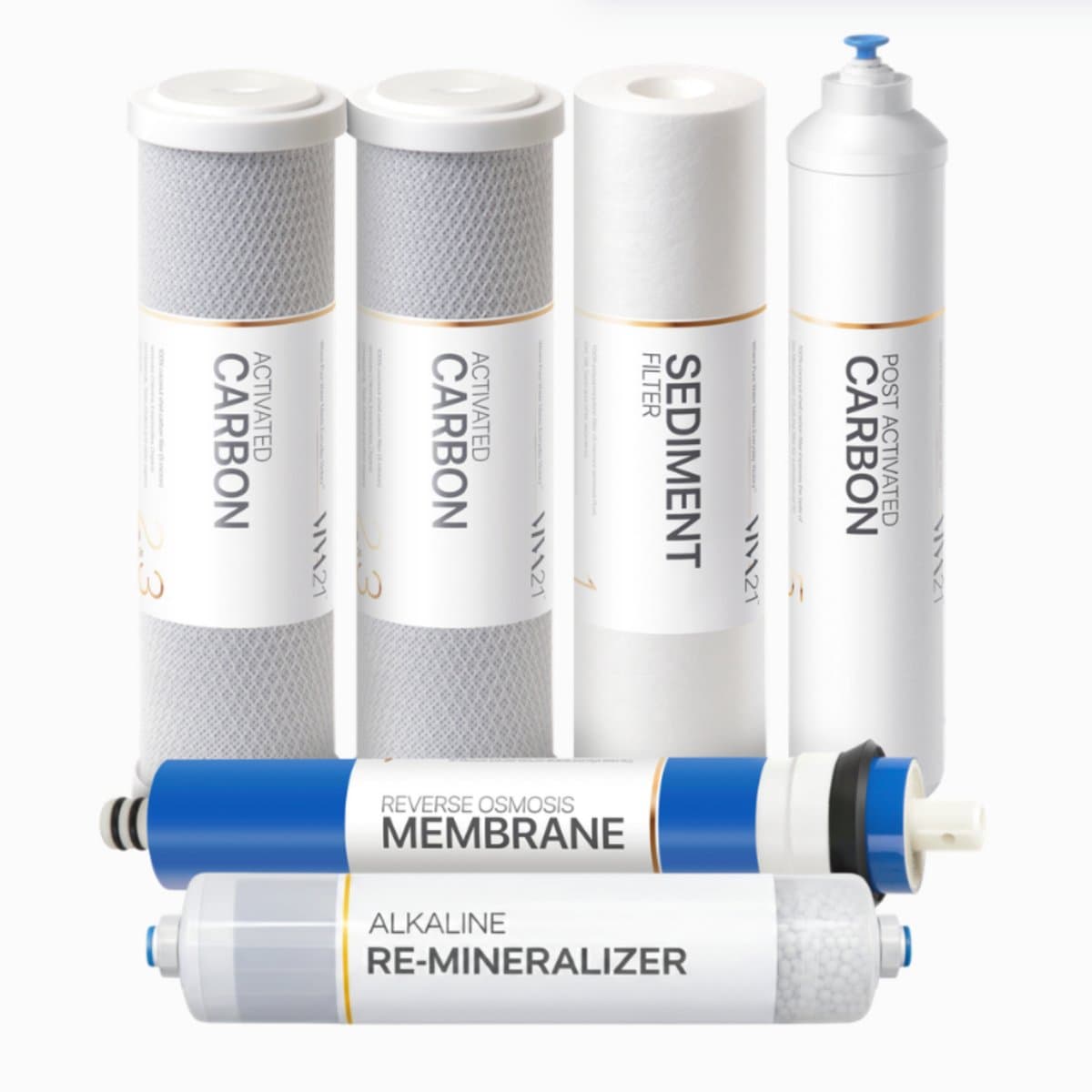 Filter United VIVA21 six-stage complete replacement filter set with sediment, carbon block, membrane, post-carbon and alkaline cartridges