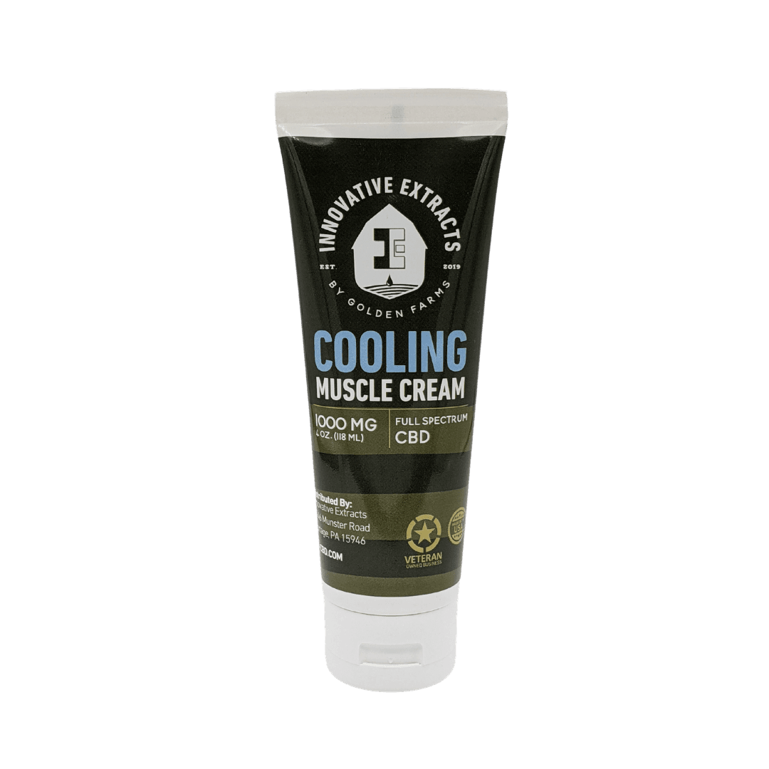 Innovative Extracts Cooling Muscle Cream tube, 1000mg full spectrum CBD, 4 oz