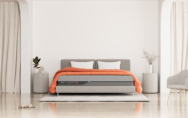 Layla Hybrid Mattress showing its quilted top and gray base