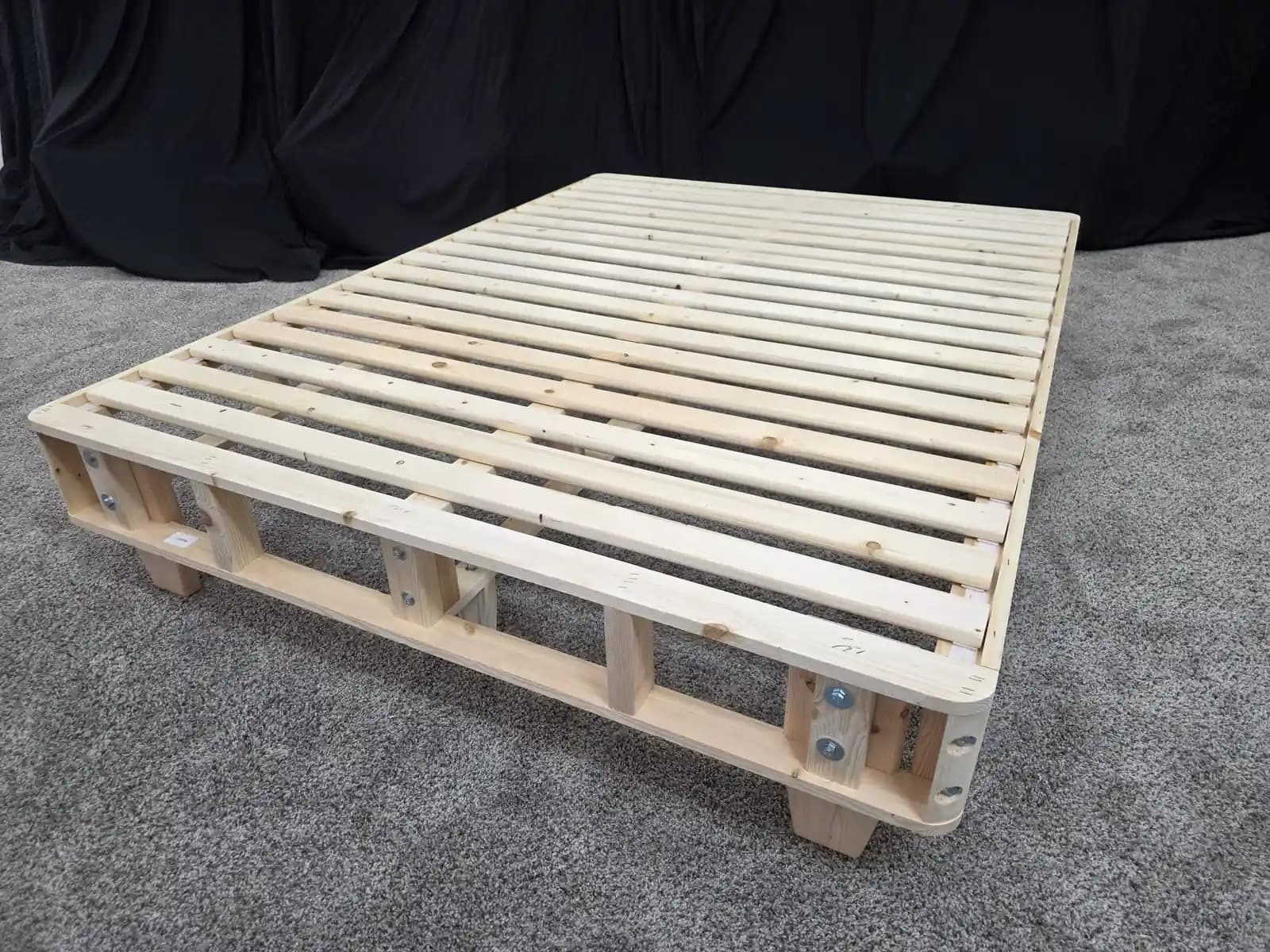 Terra Lifetime Dreams 8 inch wood mattress foundation frame with legs and spruce slats, shown without its cover