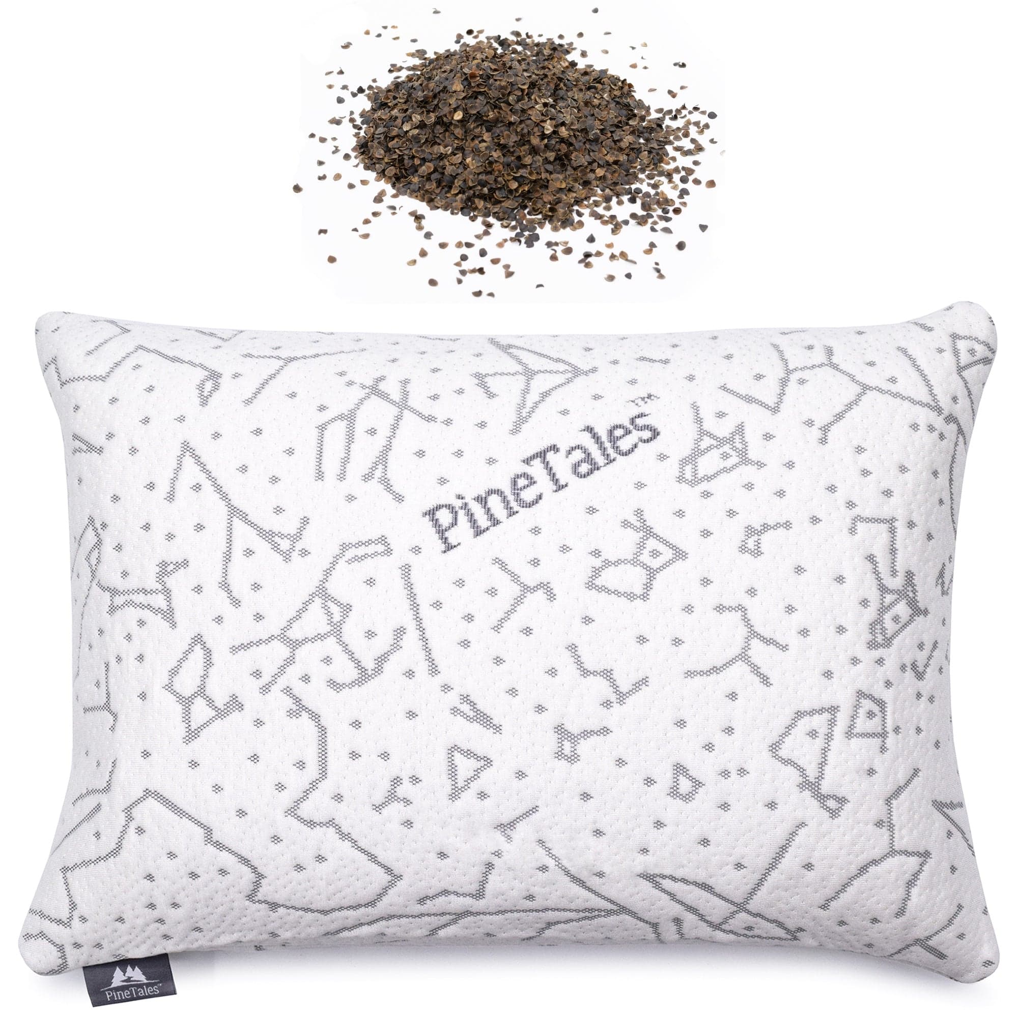 PineTales Buckwheat Pillow Platinum Edition in Standard 20 x 26 inch size with dual-side bamboo and cool-touch cover