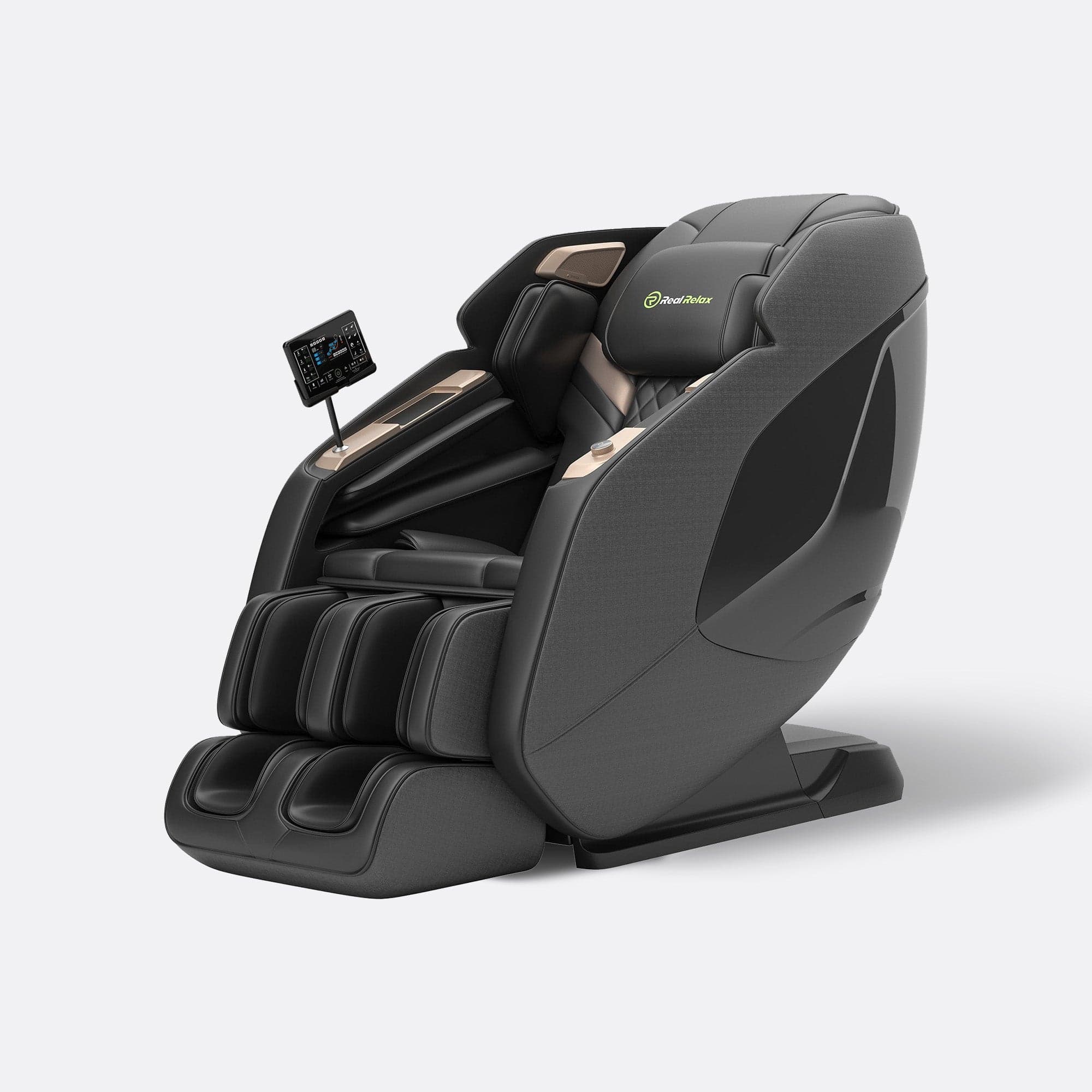 Real Relax PS5200 4D zero gravity massage chair in black, front three-quarter view
