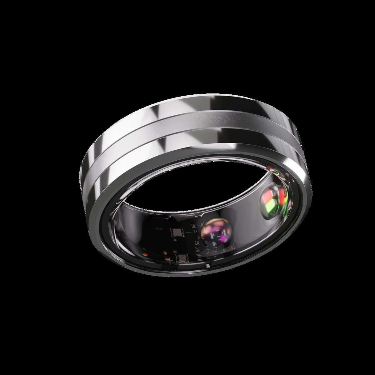 Signal Ring titanium smart ring shown front on against a white background