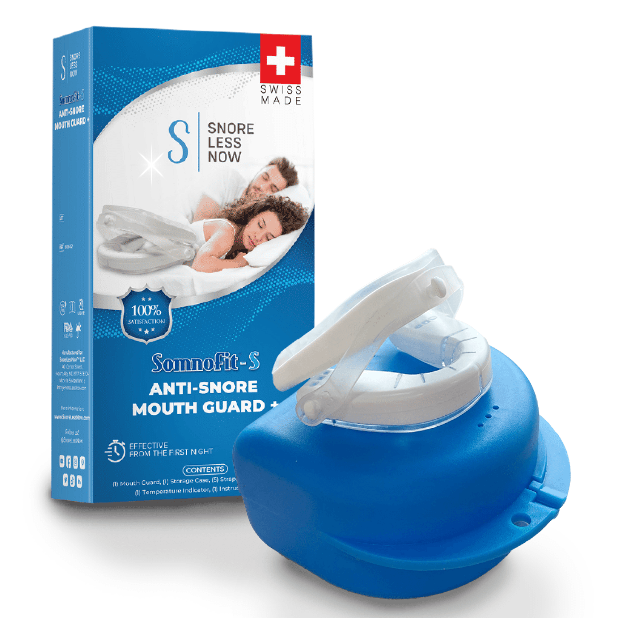 SnoreLessNow Somnofit-S anti-snore mouthguard with storage case