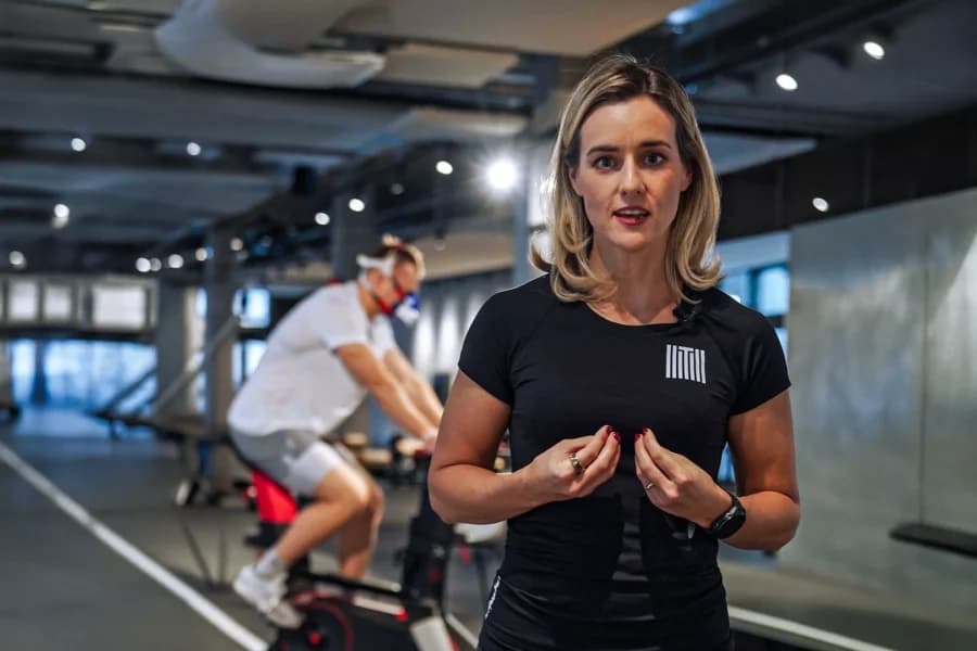VO2 Master Analyzer wearable metabolic analyzer worn during exercise test