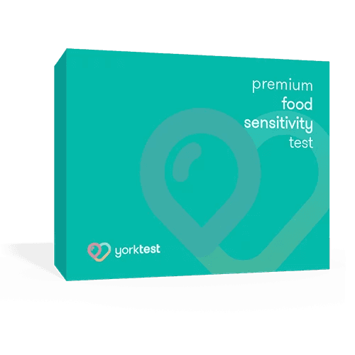 YorkTest Premium Food Sensitivity Test kit box with finger-prick collection materials