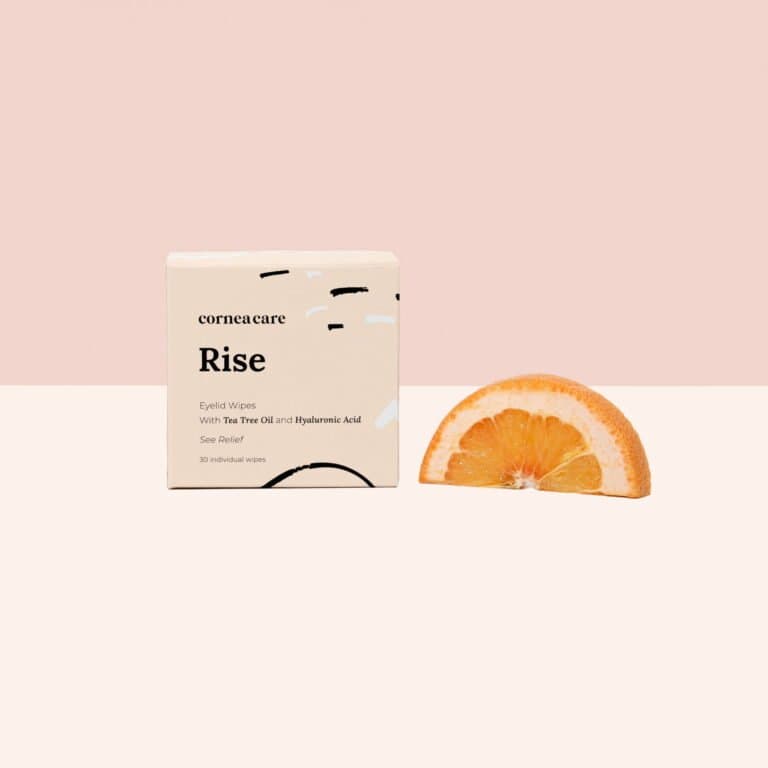 CorneaCare Rise eyelid wipes - hypochlorous acid hygiene wipes for blepharitis and dry eye