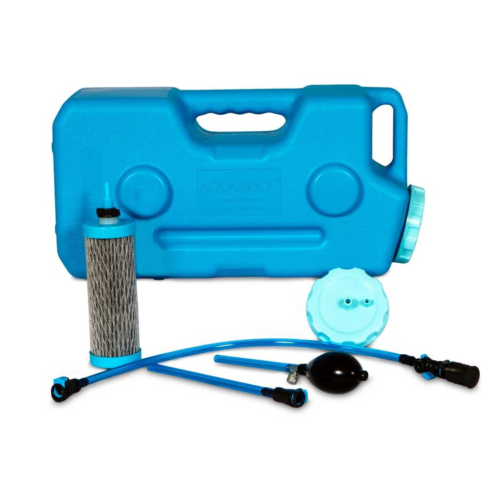 Sagan Life AquaBrick water purification system with hand pump and tubing