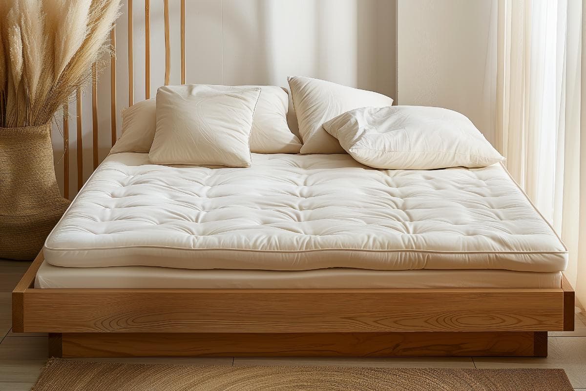 Sleep & Beyond myWoolly Latex Topper, a wool and latex mattress topper in a cotton percale cover