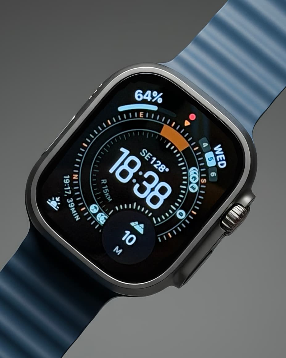 Apple Watch Ultra 2 in titanium with orange band
